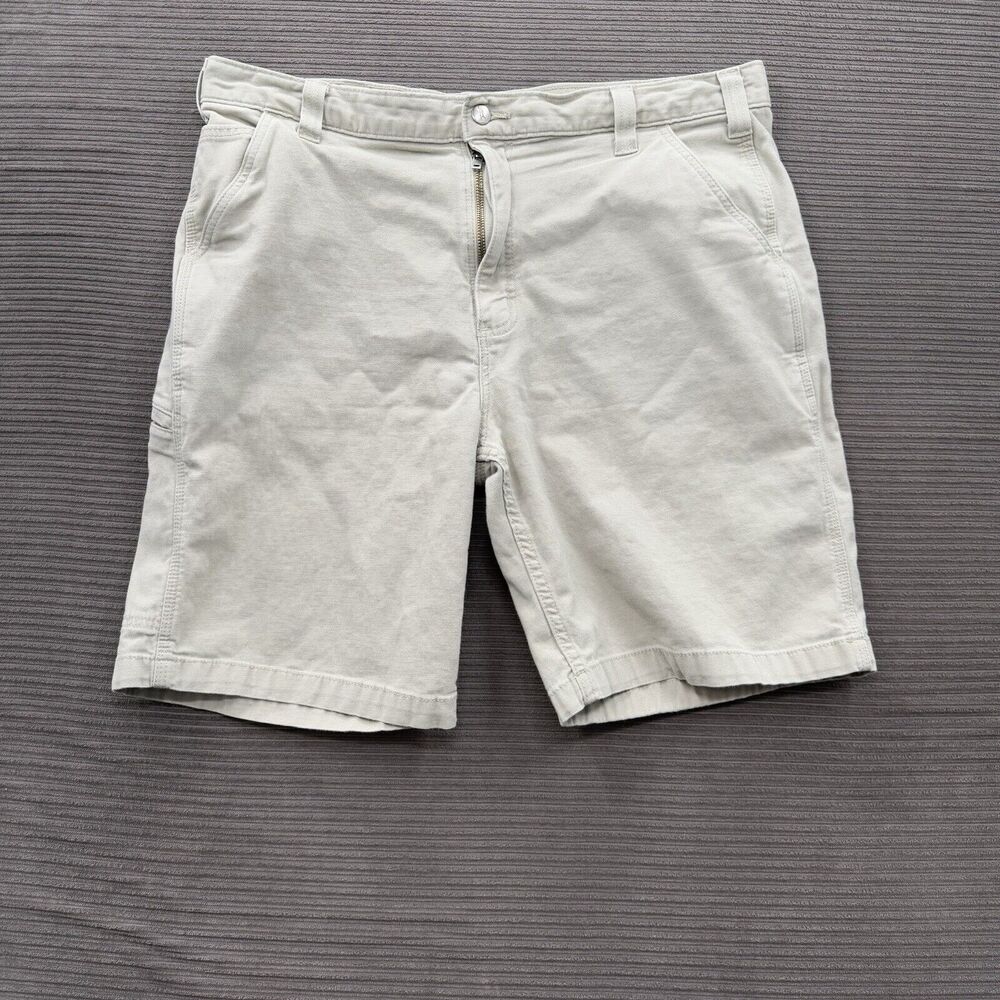 Carhartt Short Men 38 Beige Relaxed Fit Outdoors Hiking Walking 9' Inseam.